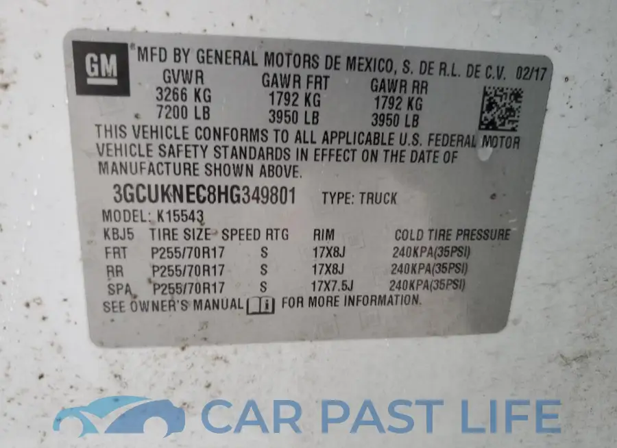 3GCUKNEC8HG349801# 12