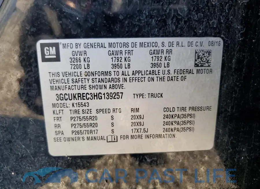 3GCUKREC3HG139257# 12