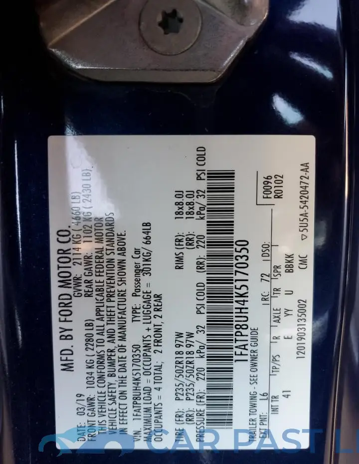 1FATP8UH4K5170350# 13