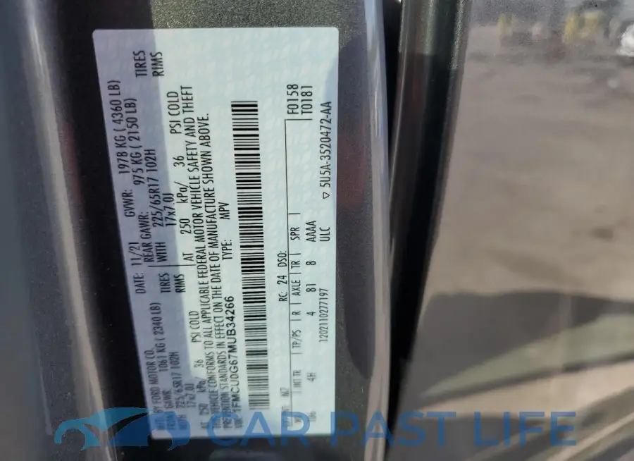 1FMCU0G67MUB34266# 13