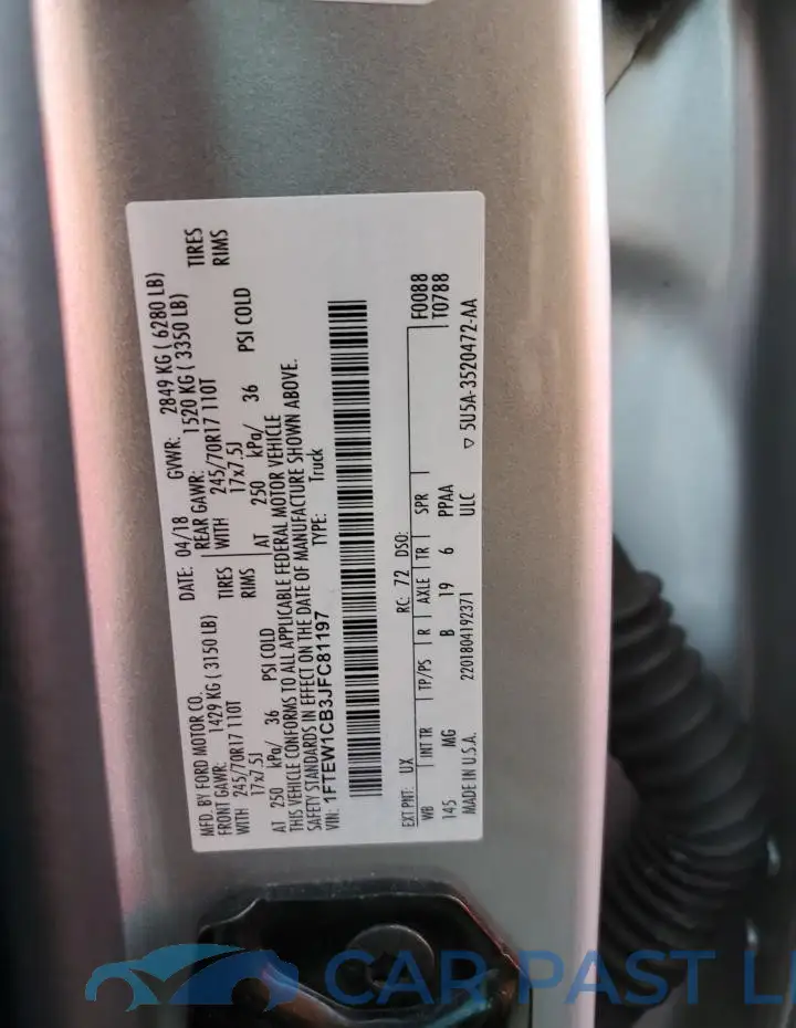 1FTEW1CB3JFC81197# 12