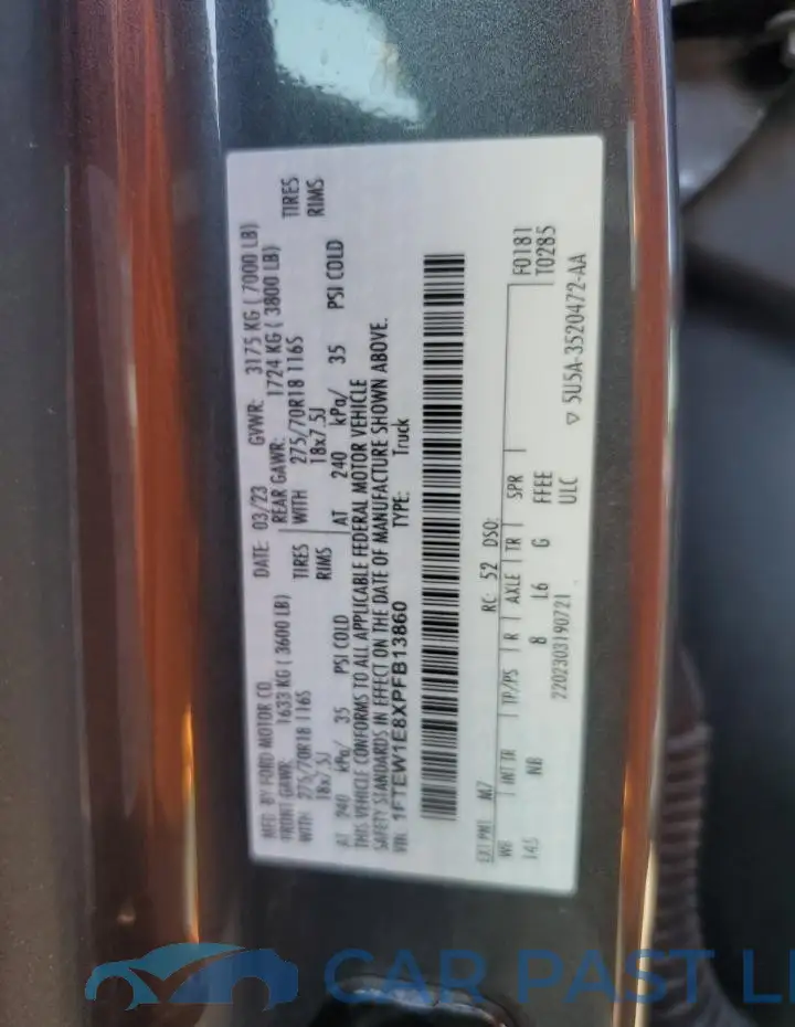 1FTEW1E8XPFB13860# 12