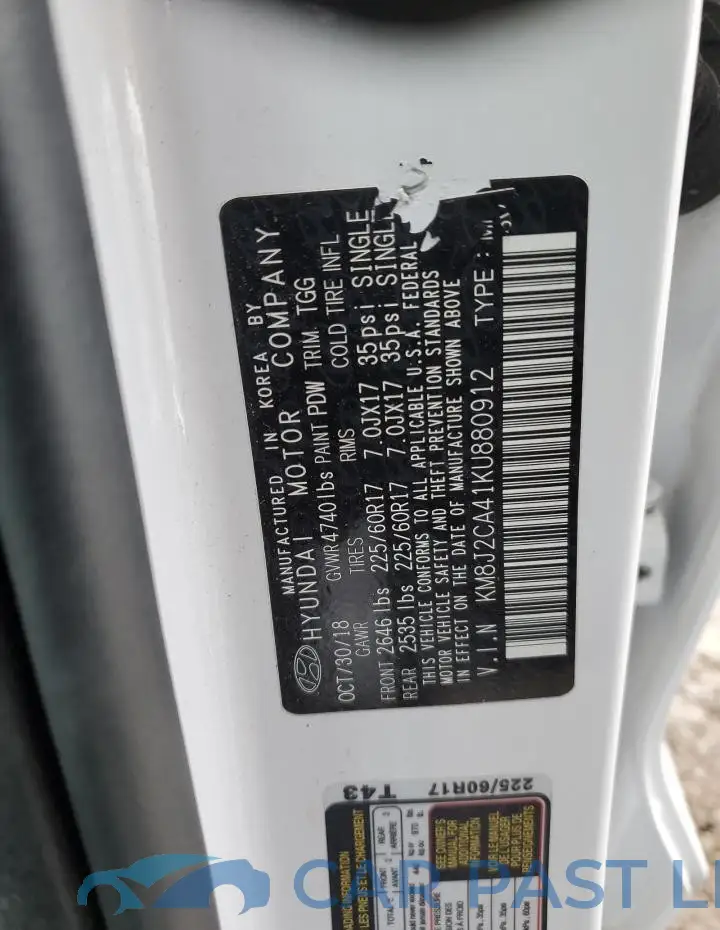 KM8J2CA41KU880912# 13