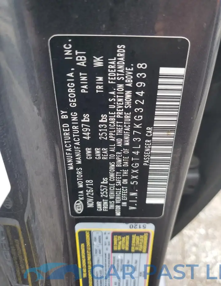 5XXGT4L37KG324938# 12