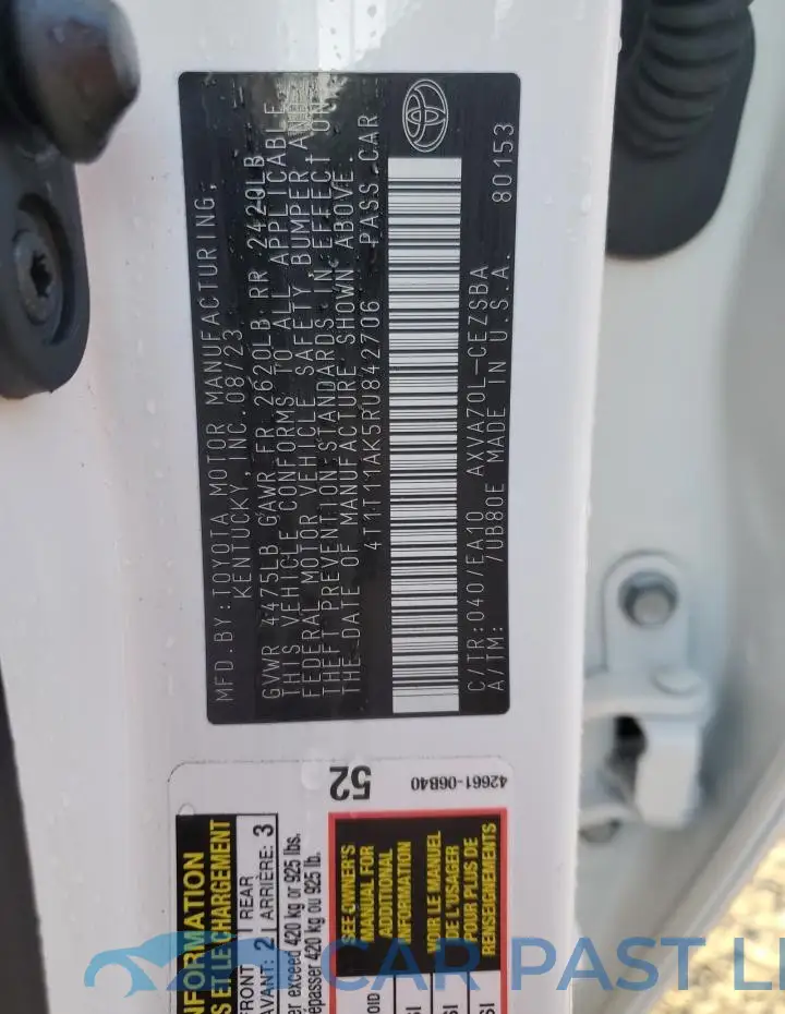 4T1T11AK5RU842706# 13