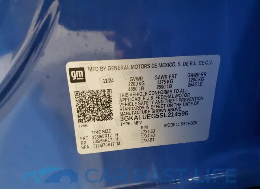 3GKALUEG5SL214596# 14