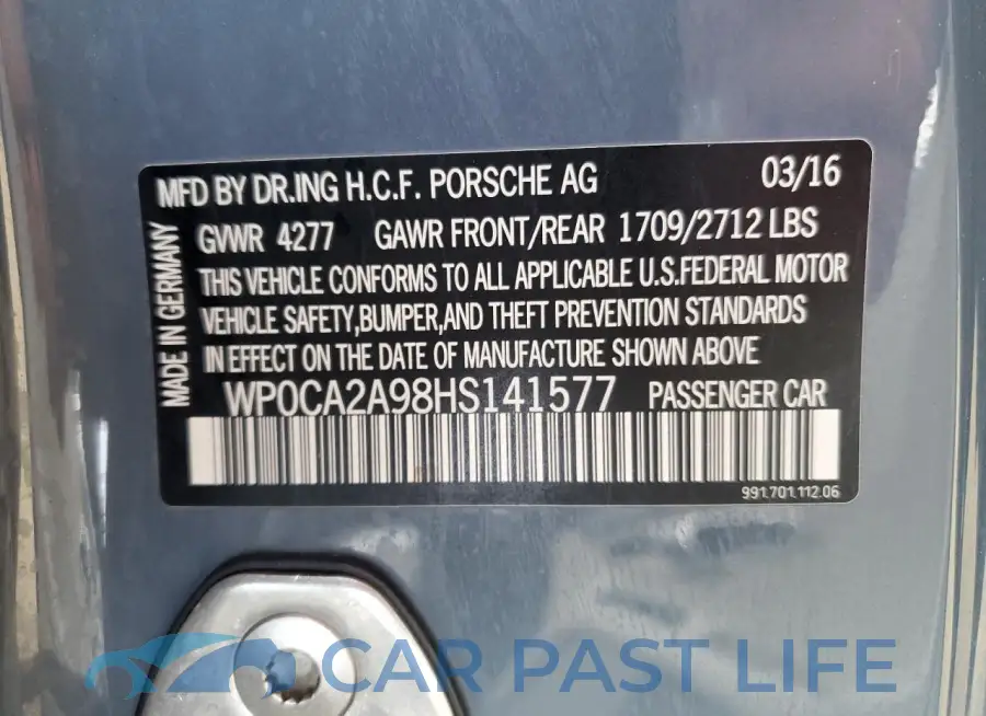 WP0CA2A98HS141577# 13