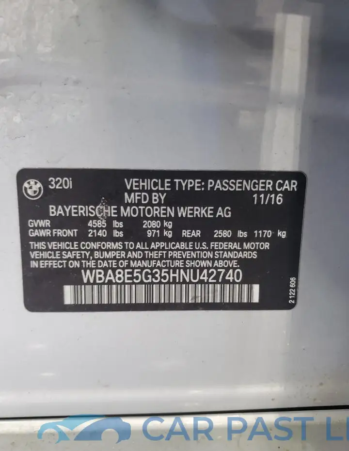 WBA8E5G35HNU42740# 12