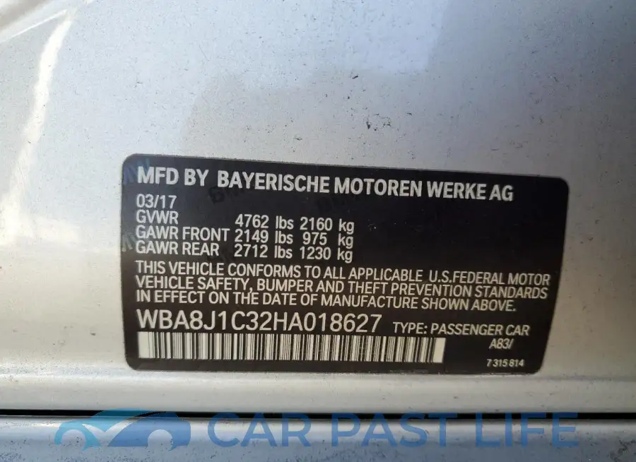 WBA8J1C32HA018627# 12