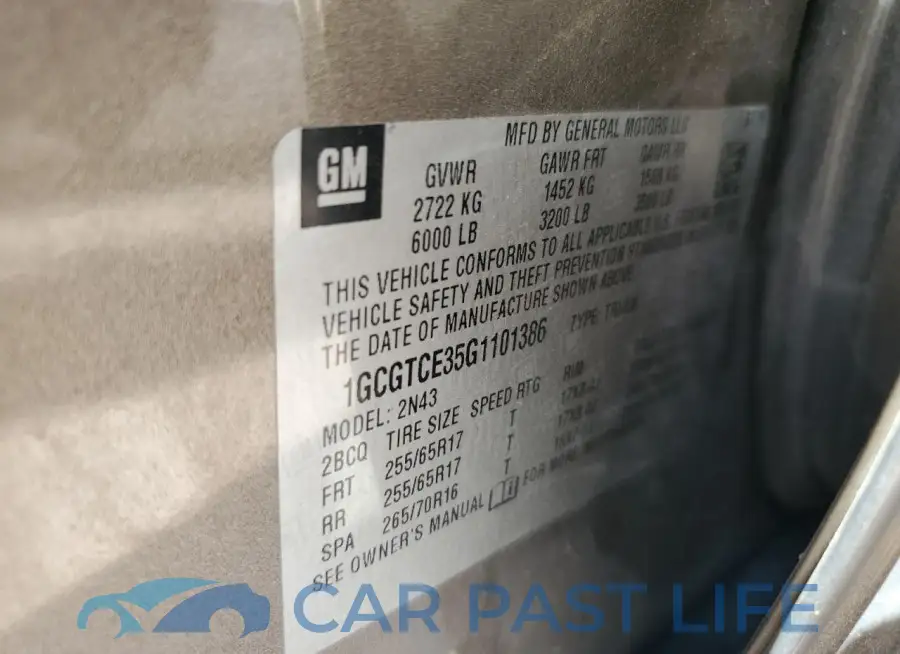 1GCGTCE35G1101386# 12