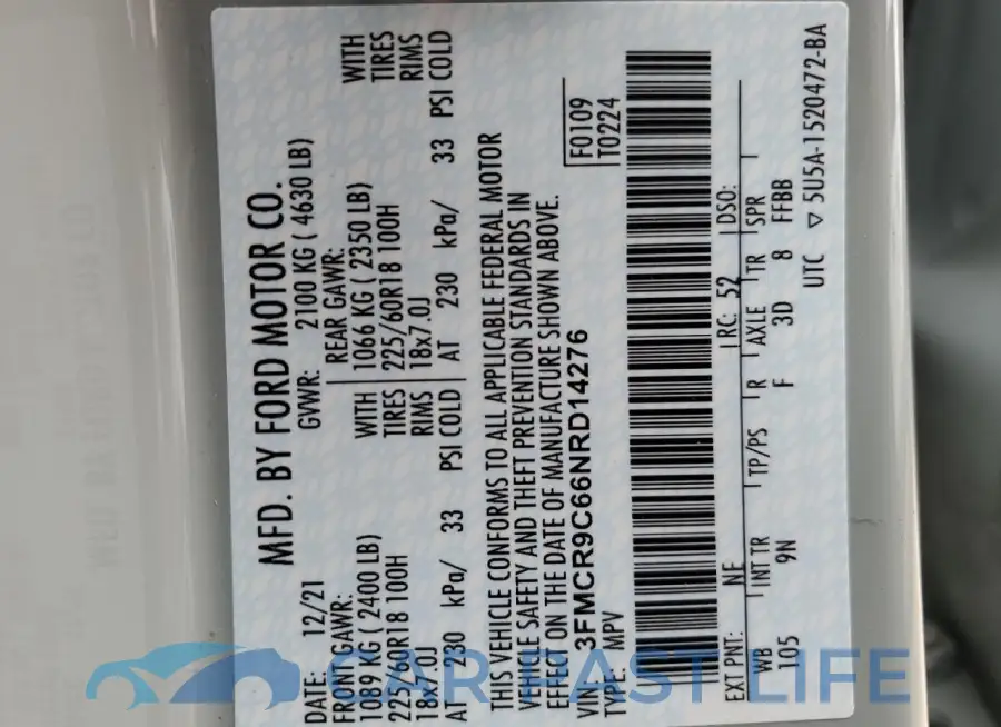 3FMCR9C66NRD14276# 14