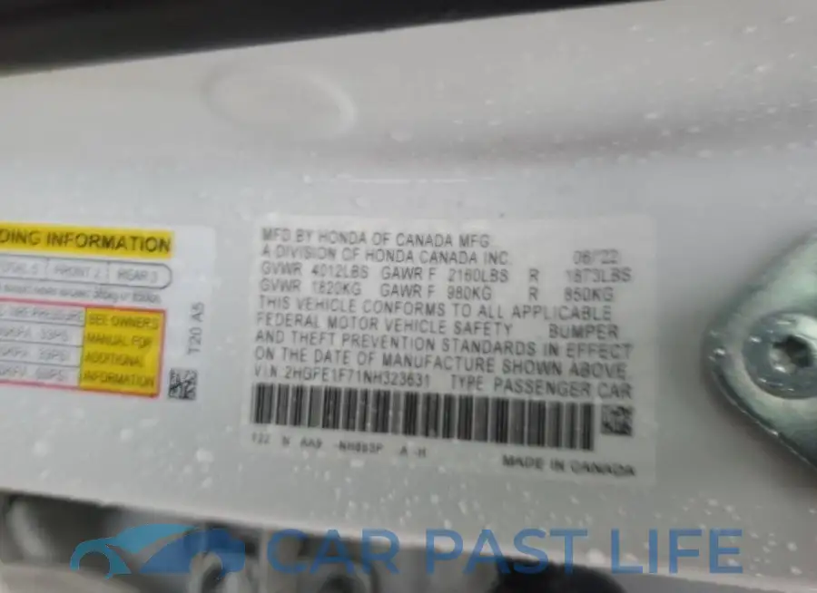 2HGFE1F71NH323631# 13