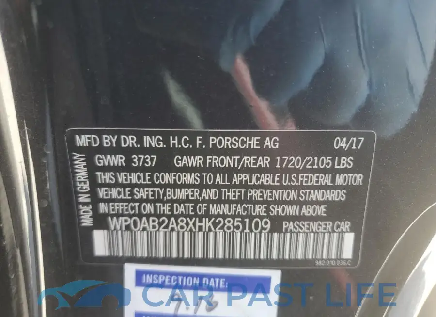 WP0AB2A8XHK285109# 13