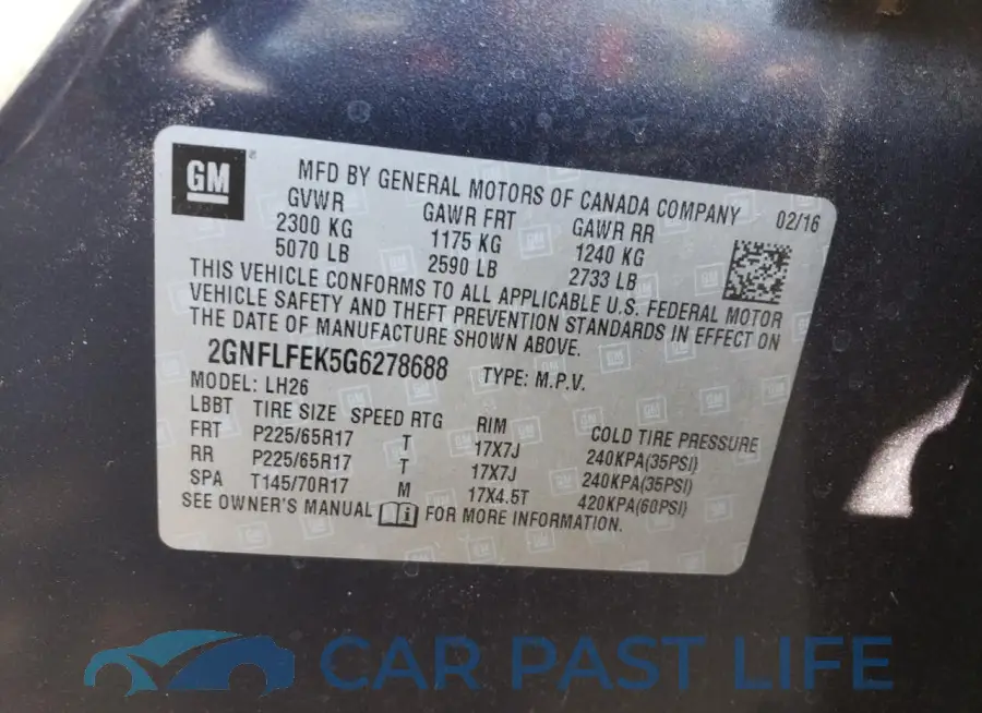 2GNFLFEK5G6278688# 13