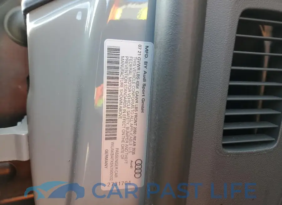 WUAKBAFX5N7900102# 13