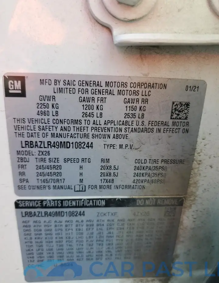 LRBAZLR49MD108244# 13