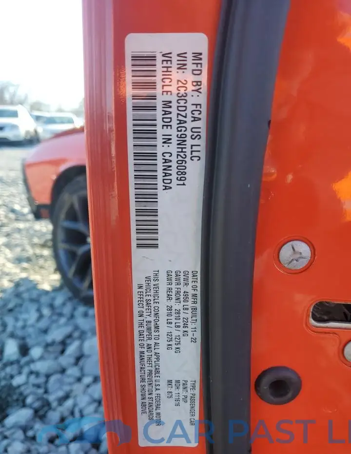 2C3CDZAG9NH260891# 12
