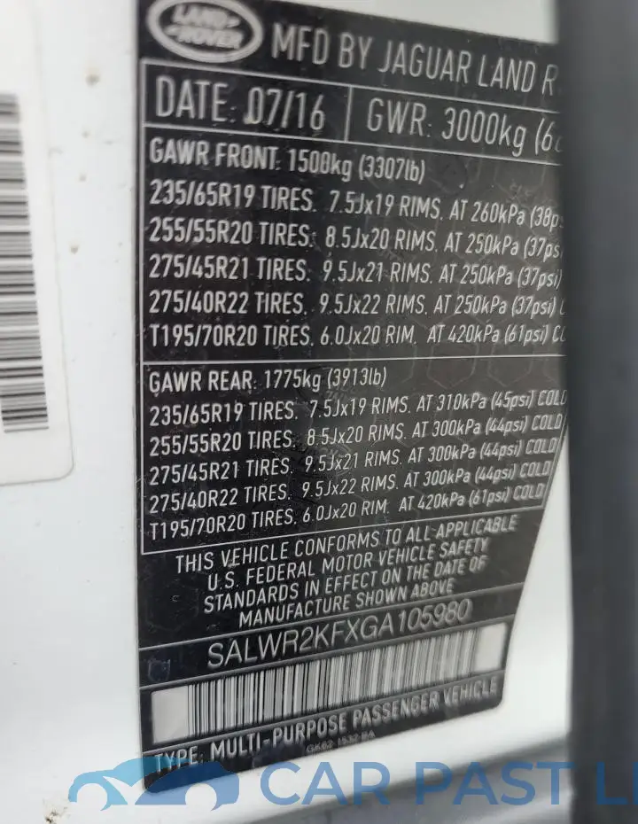 SALWR2KFXGA105980# 13