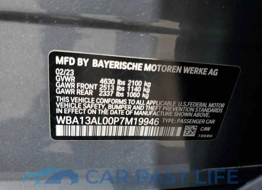 WBA13AL00P7M19946# 12