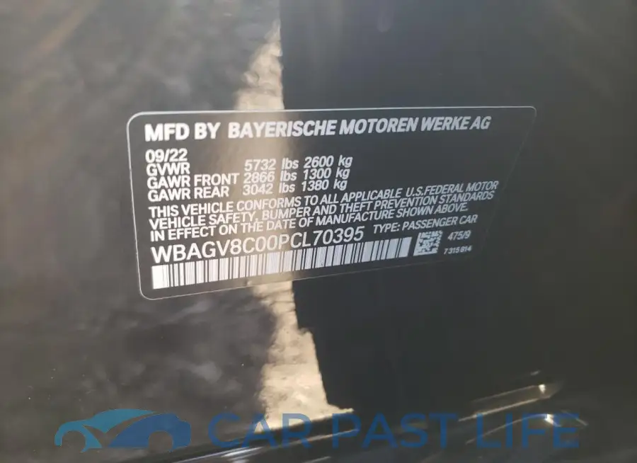 WBAGV8C00PCL70395# 12