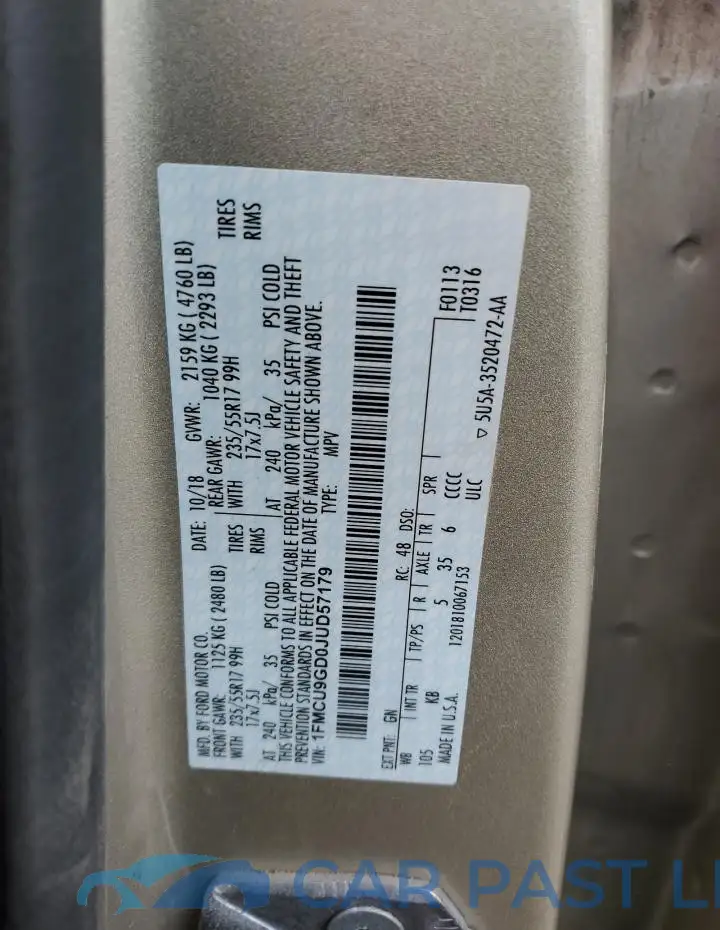 1FMCU9GD0JUD57179# 12