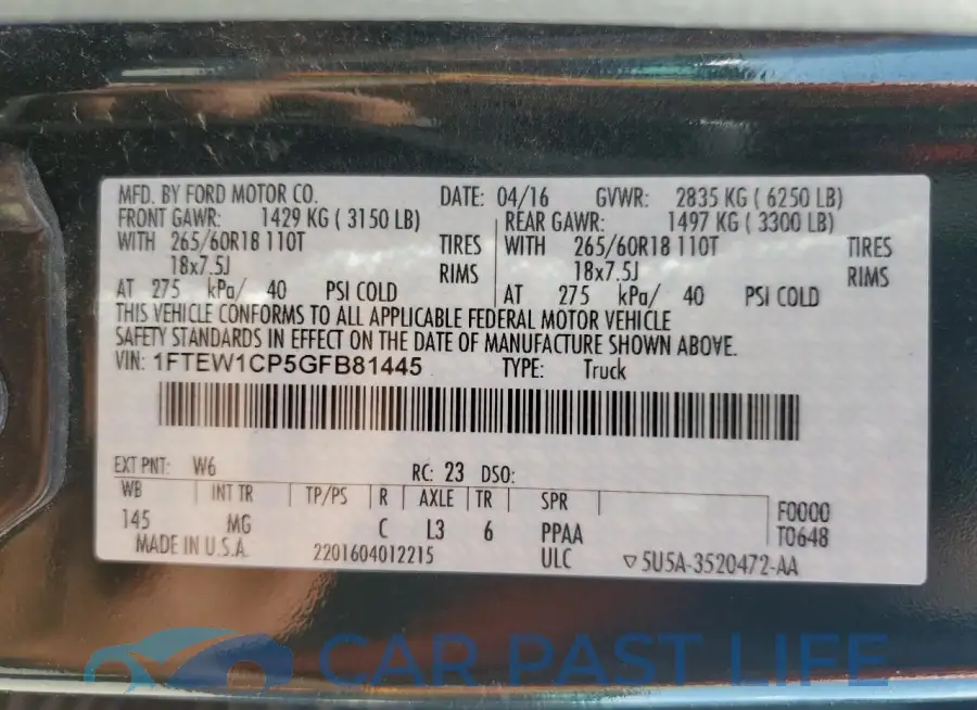 1FTEW1CP5GFB81445# 12