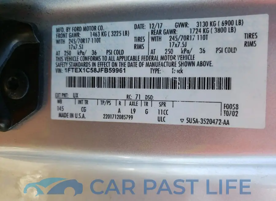1FTEX1C58JFB59961# 12
