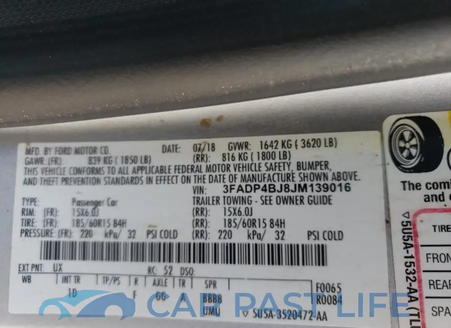 3FADP4BJ8JM139016# 12