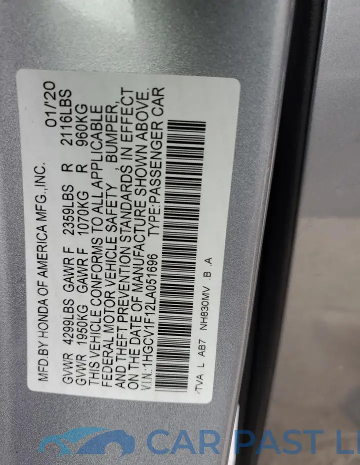 1HGCV1F12LA051696# 12