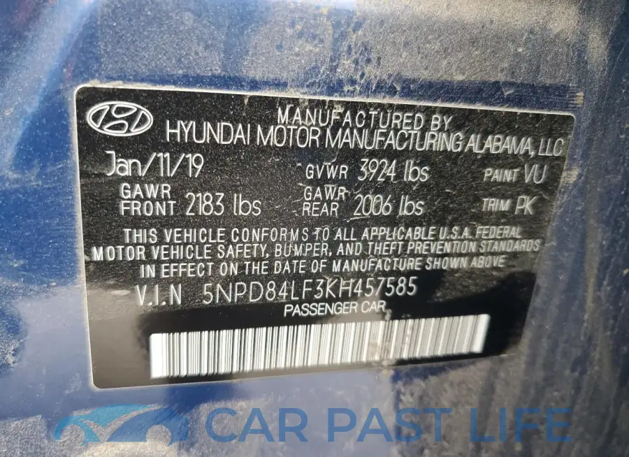 5NPD84LF3KH457585# 12