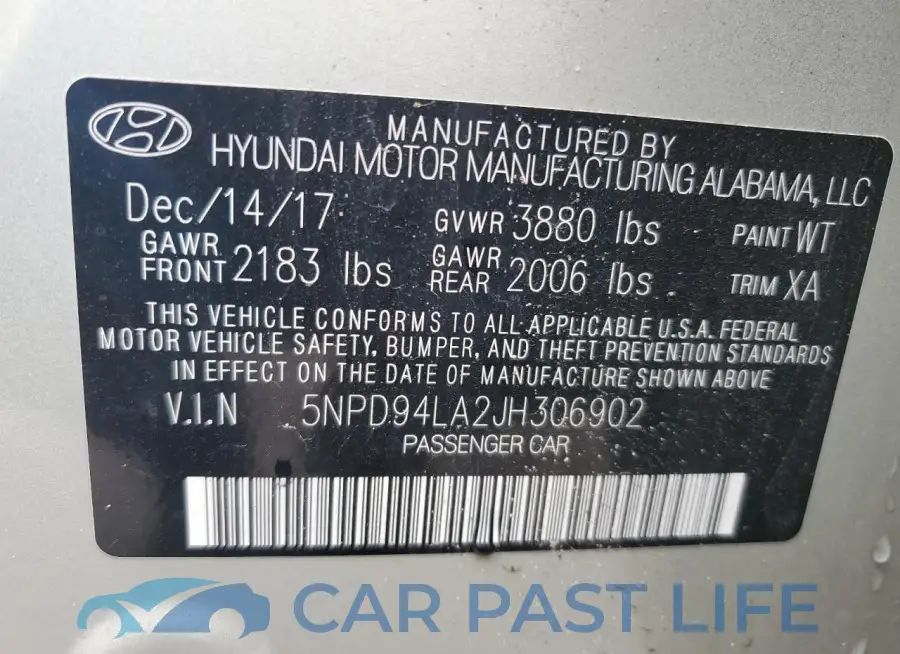 5NPD94LA2JH306902# 12