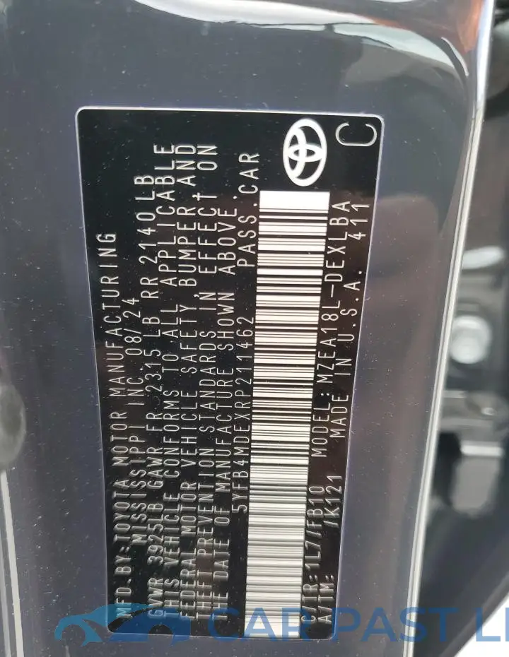 5YFB4MDEXRP211462# 12