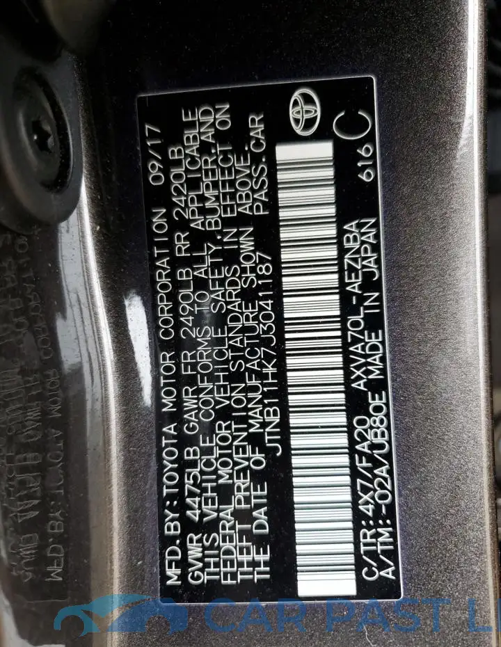 JTNB11HK7J3041187# 12