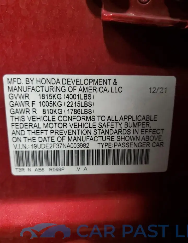 19UDE2F37NA003982# 12