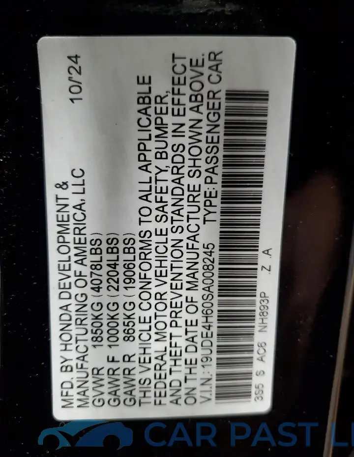 19UDE4H60SA008245# 13