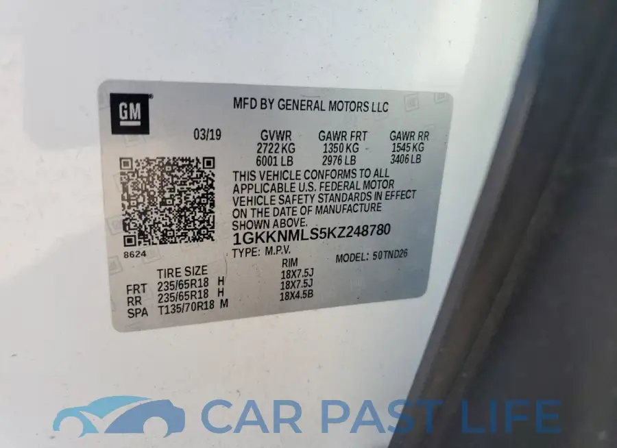 1GKKNMLS5KZ248780# 13