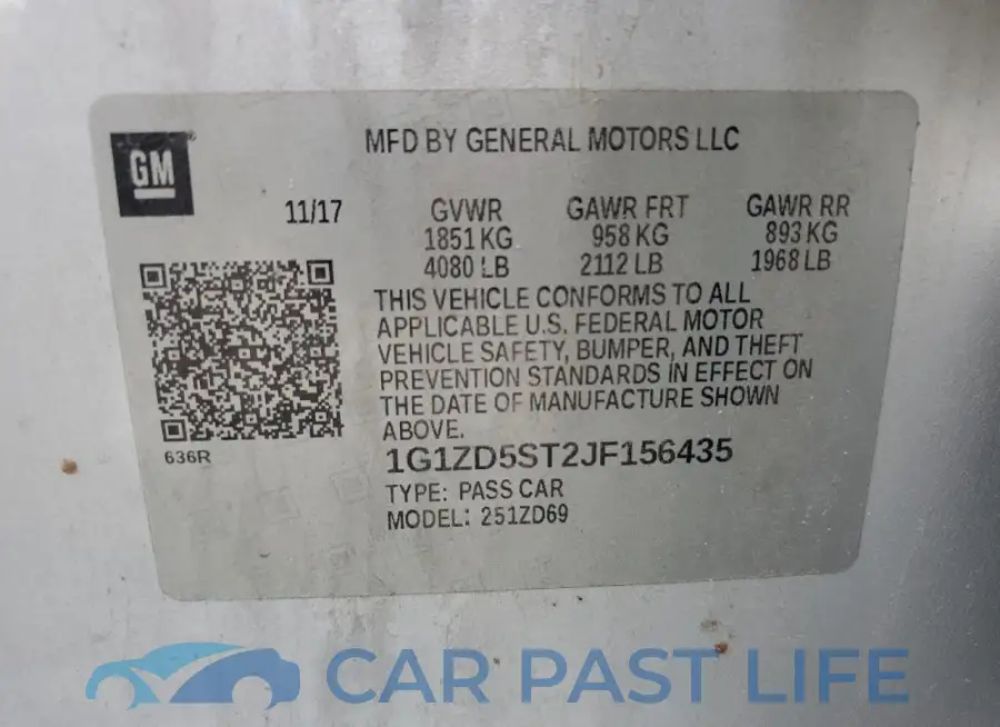 1G1ZD5ST2JF156435# 12