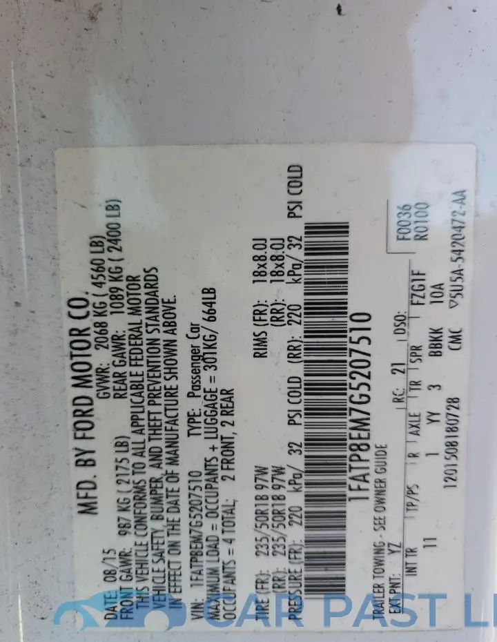 1FATP8EM7G5207510# 13