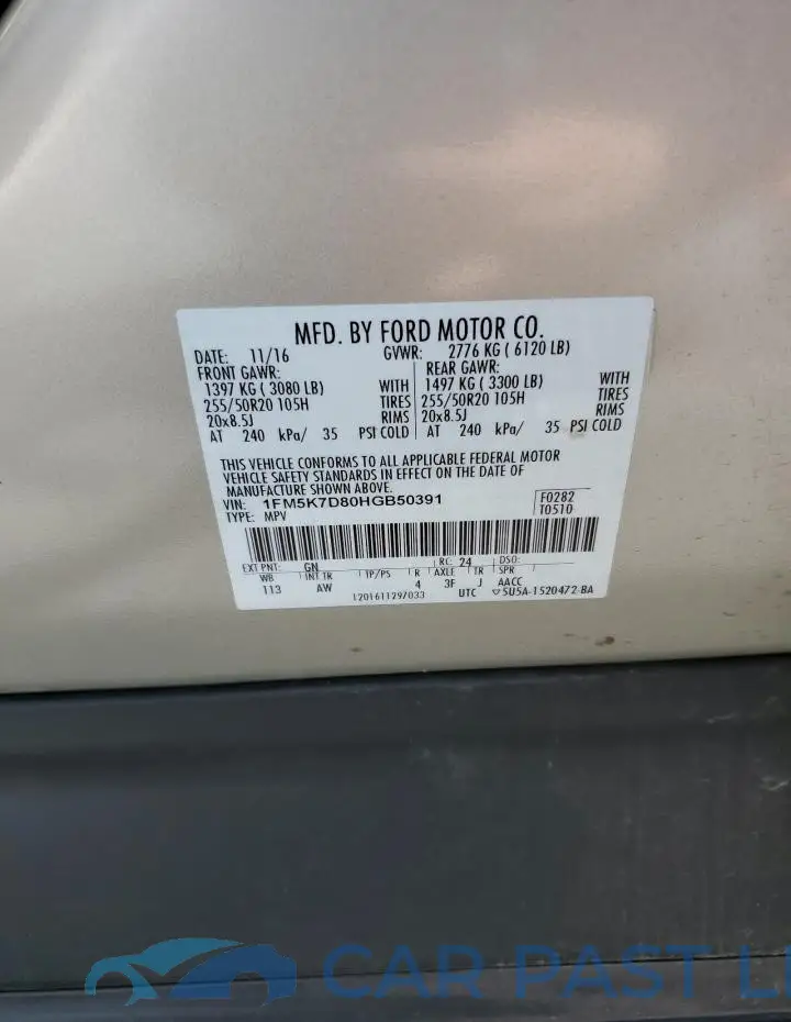 1FM5K7D80HGB50391# 13