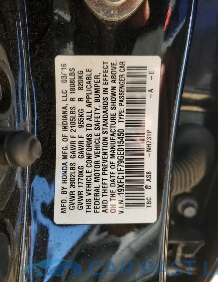 19XFC1F79GE015450# 12