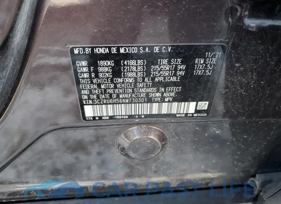 3CZRU6H56NM730301# 12