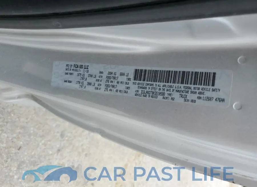 3C6JR6DT8KG510586# 12