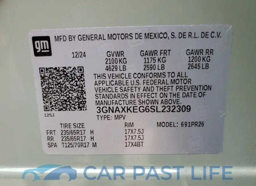 3GNAXKEG6SL232309# 13