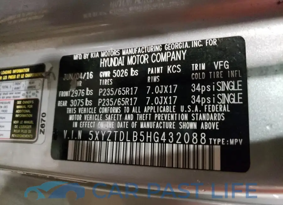 5XYZTDLB5HG432088# 13