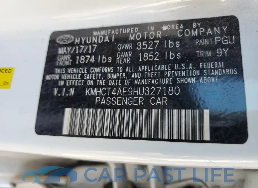 KMHCT4AE9HU327180# 12