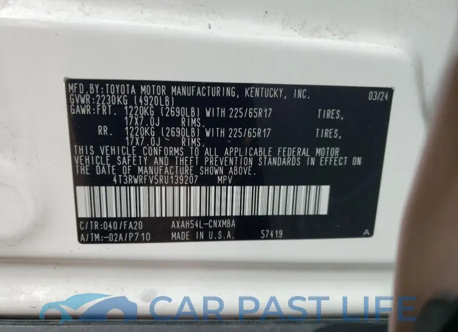 4T3RWRFV5RU139207# 13