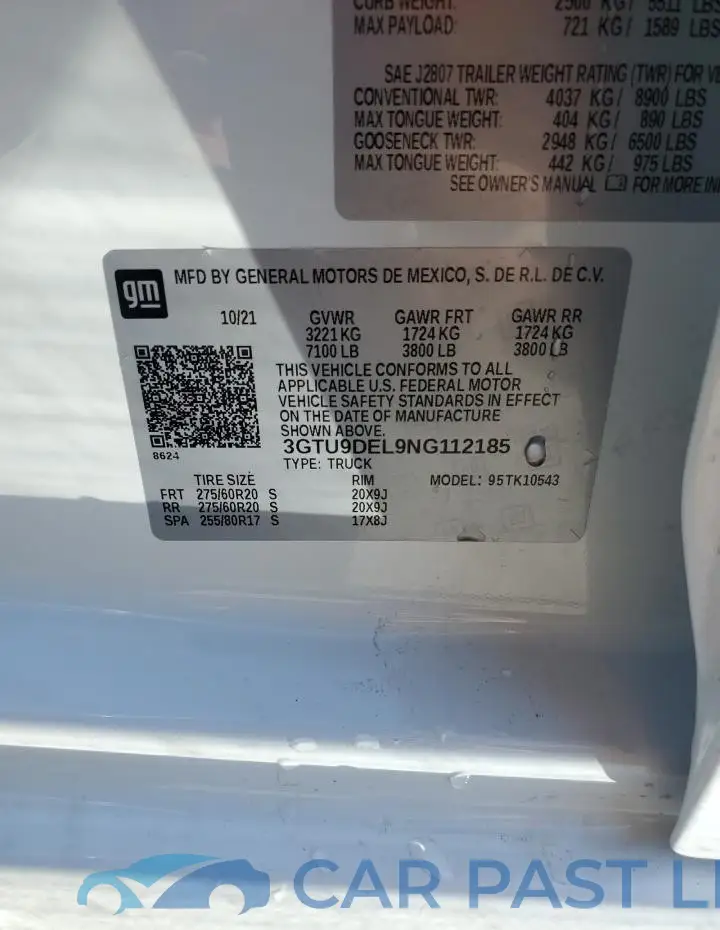 3GTU9DEL9NG112185# 12