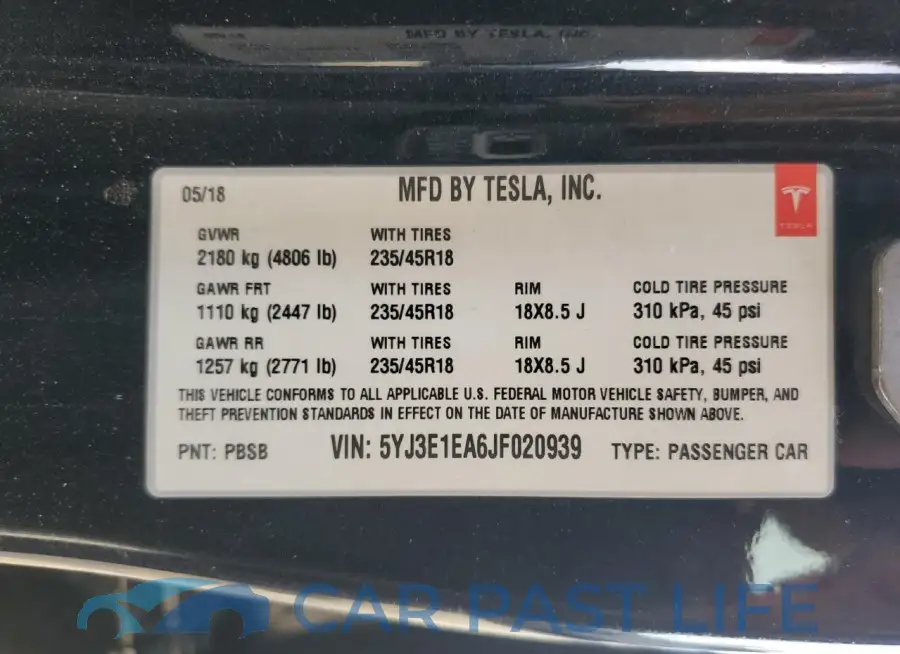 5YJ3E1EA6JF020939# 12