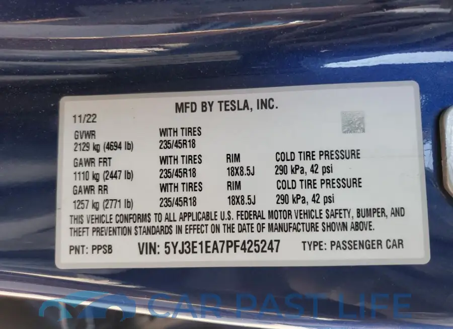 5YJ3E1EA7PF425247# 13