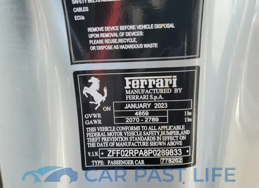 ZFF02RPA8P0289833# 12